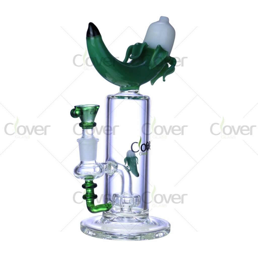 9.8" Banana Themed Glass Water Pipe – Fun Peeling Top Design with Inline Perc | 5mm Thick Glass
