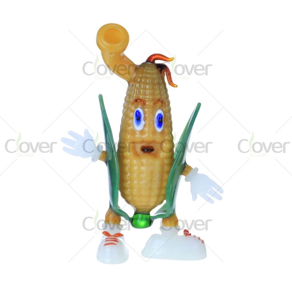 Clover Glass 8.66" Corn Character Dab Rig – Handcrafted 3D Cartoon Glass Rig (5mm Thick)