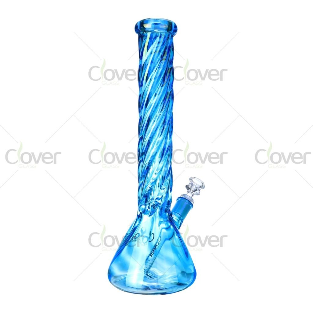 14.96" Spiral Twisted Glass Water Pipe with Ice Catcher - Heavy 7mm Beaker Base