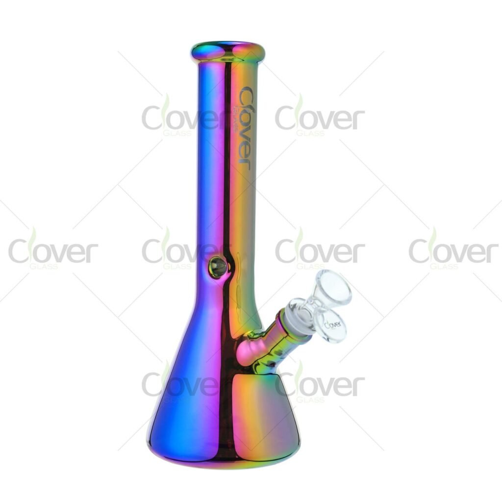 10" Full Electroplated Rainbow Beaker Glass Water Pipe – 5mm Thick | High-Gloss Metallic Finish
