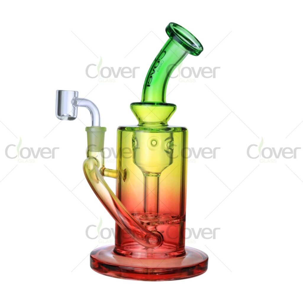 Clover Glass 8.85" Recycler Dab Rig with Robot Perc – 5mm Thick Gradient Glass