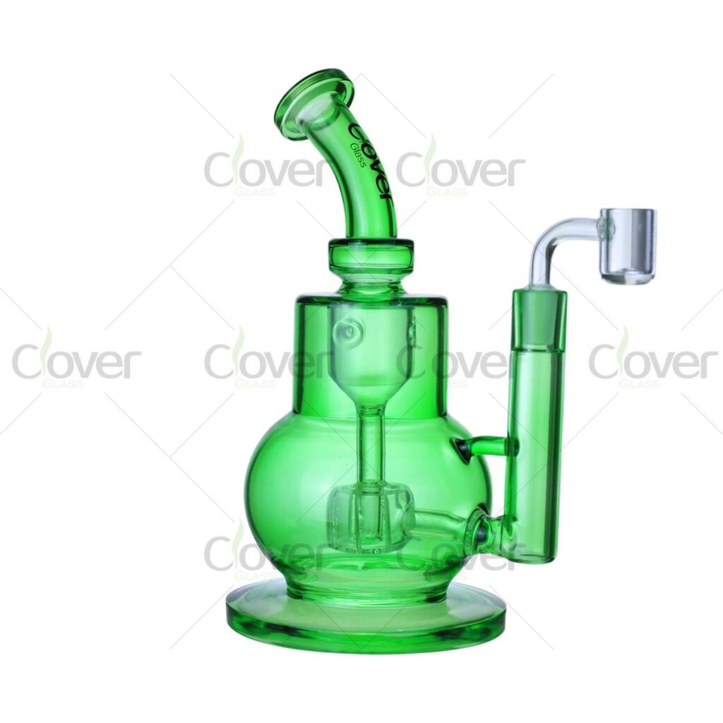 Clover Glass 9.25" Bubble Base Dab Rig with Matrix Perc & Sidecar Neck
