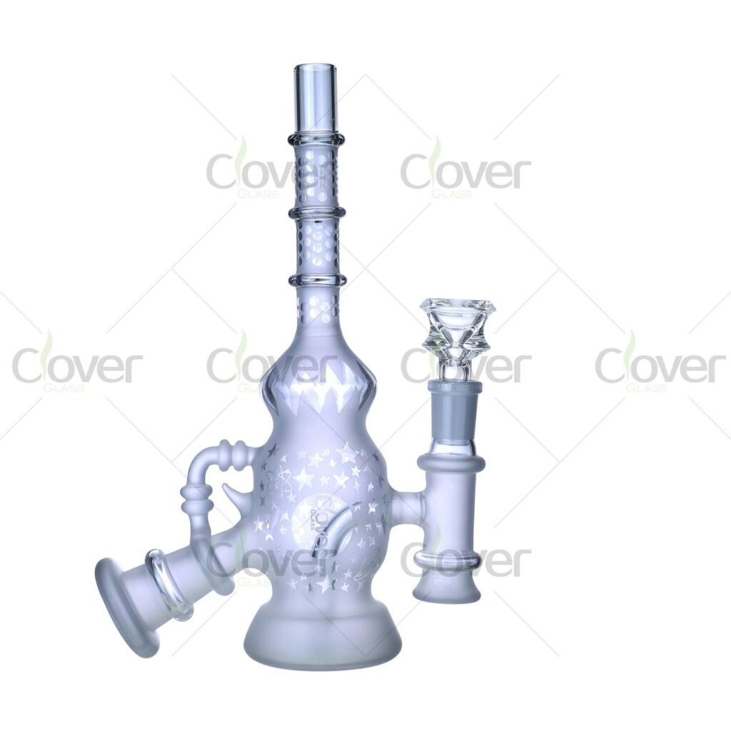 Clover Glass 8.66" Starry Sandblasted Dual Arm Bong – 3mm Thick