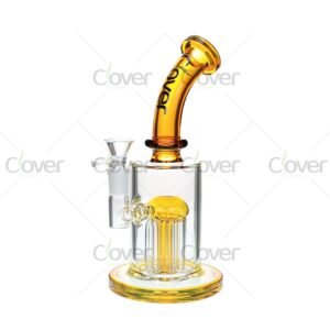 8.7" Colored Bent Neck Perc Bong with Honeycomb Perc – 5mm Thick by Clover Glass WPE-205