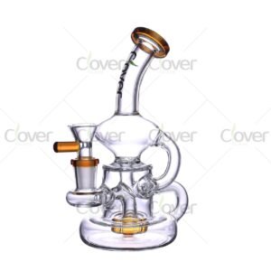 7.08" Mini Recycler Bong with Colored Accents – 5mm Thick Glass by Clover WPE-482