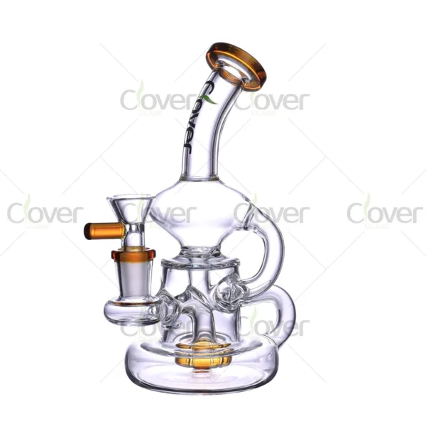7.08" Mini Recycler Bong with Colored Accents – 5mm Thick Glass by Clover WPE-482