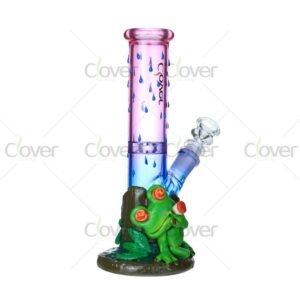 9.05" Glow Frog Bong with Raindrop Tube – 5mm Thick Fantasy Glass Water Pipe BK-5095