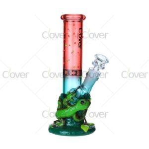 9.05" Glow Frog Bong with 14mm Joint – Forest Leaf Style | 5mm Thick Glass Water Pipe BK-5097