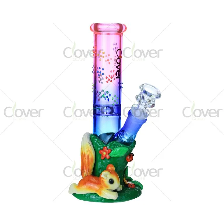 9.06" Glow Squirrel Bong – Handcrafted Forest Theme | 5mm Thick Glass Water Pipe