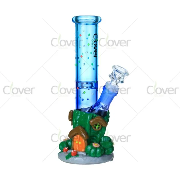 9.05" Glow Forest House Bong – Tree Trunk Design | 5mm Thick Fairy Glass Water Pipe BK-5094
