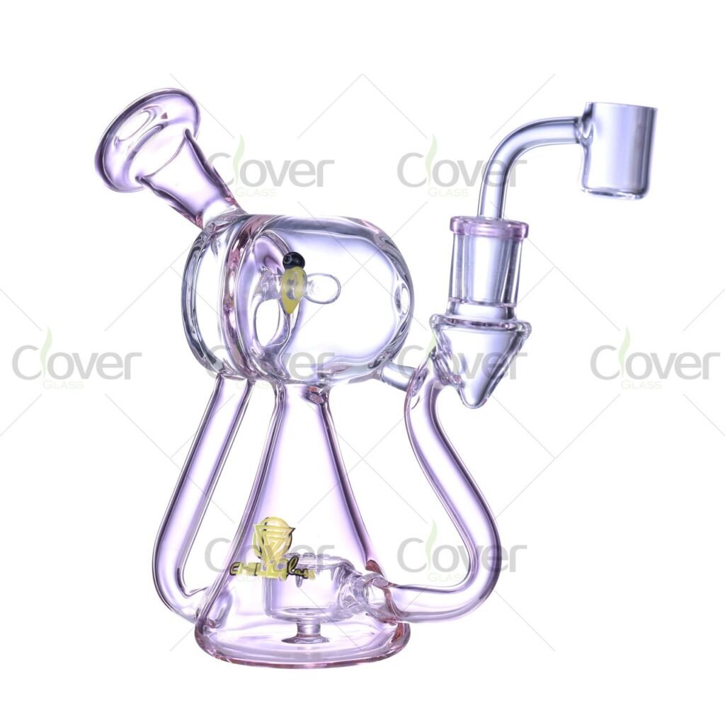 7.5" Unique Triangle Frame Mini Recycler Dab Rig with Color Accents – 5mm Thick Glass