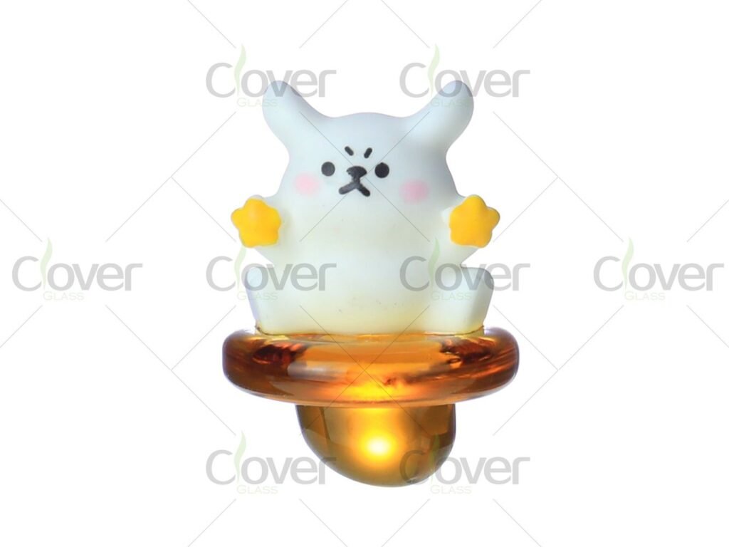 Cute White Dog Cartoon Glass Carb Cap – Premium Display Pack (12PCS)