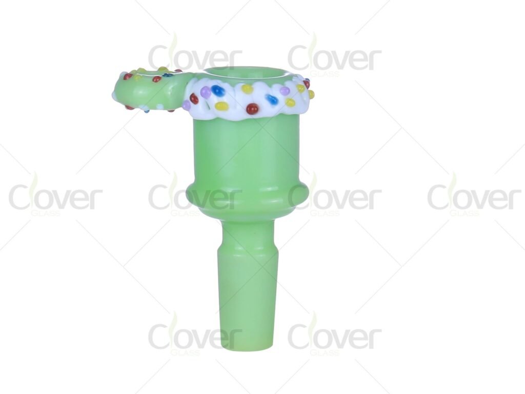 Sprinkle Dot Glass Bowl with Side Handle | 14mm 18mm Bong Bowl Wholesale Display Pack