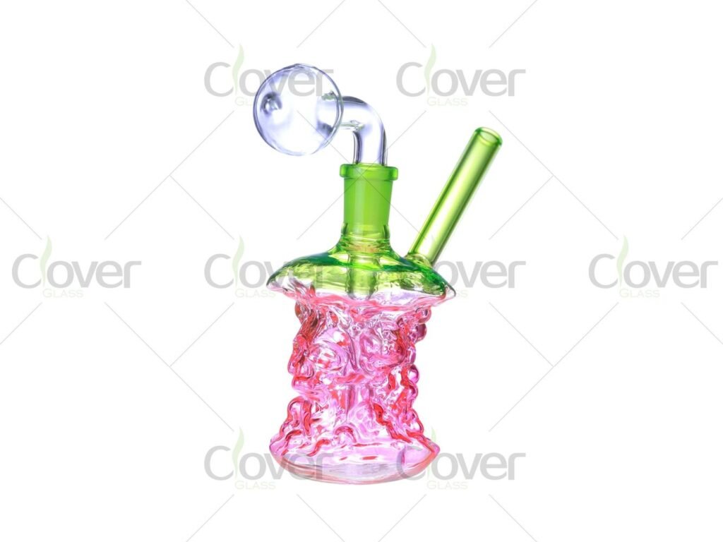 4.7 Inch Colorful Bitten Apple Glass Oil Burner Pipe with Bent Neck