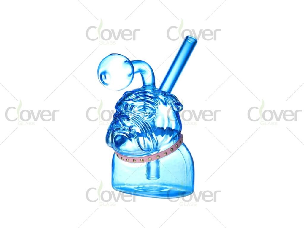 5.5 Inch Colorful French Bulldog Glass Oil Burner Pipe with Bent Neck