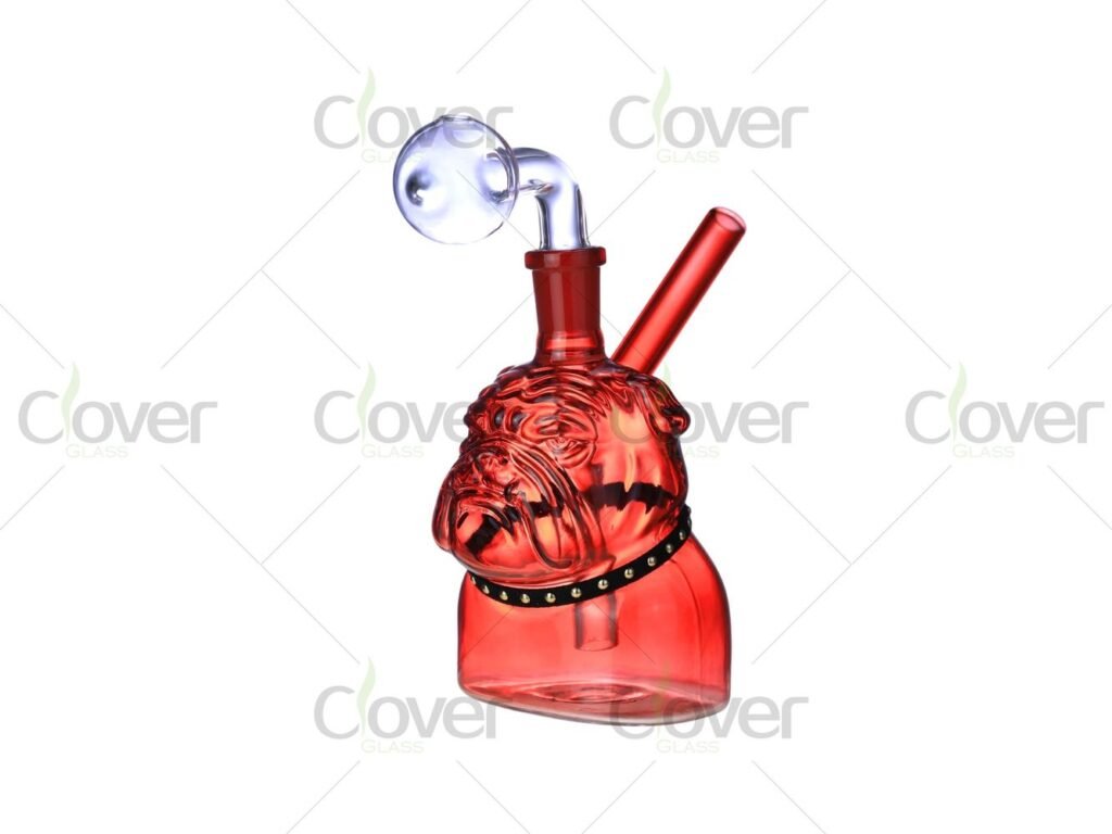 Colorful Skull Oil Burner Pipe 5.5 Inch Glass Oil Burner with Bent Neck