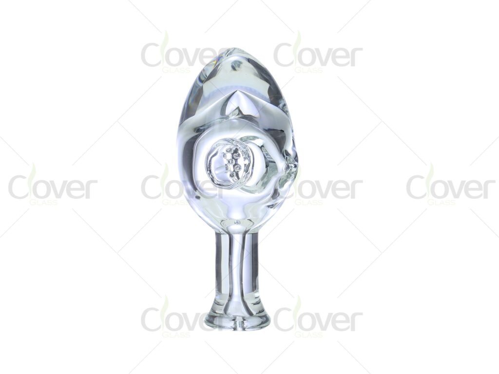 4.3 Inch Thick Glass Hand Pipe | Compact Heavy 110g Clear Design | Jar Packaging | Clover Glass