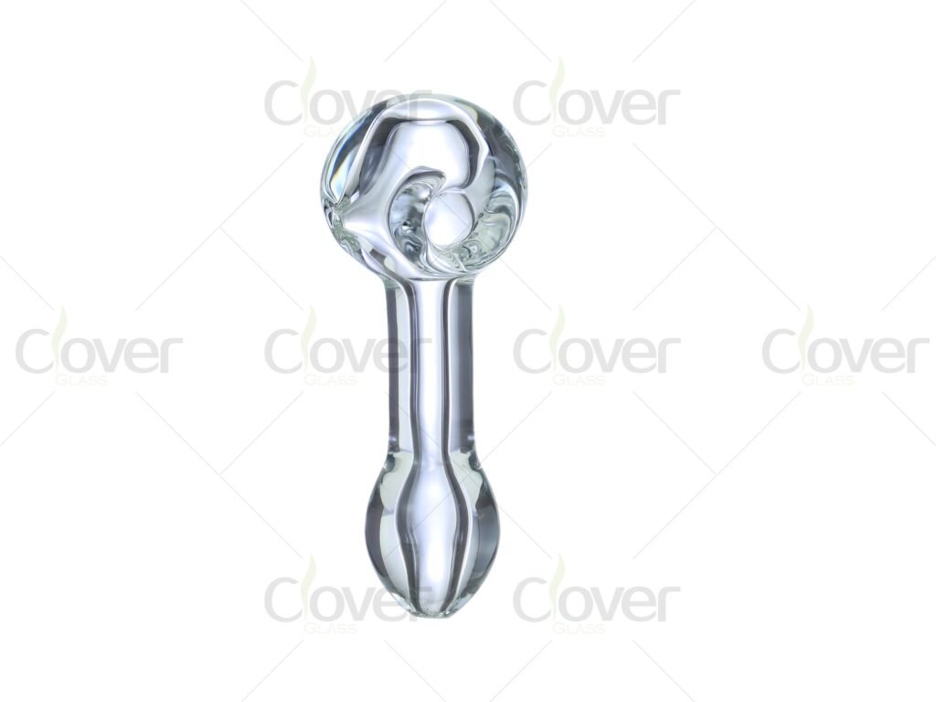 5 Inch Thick Glass Hand Pipe | Heavy 190g Solid Feel | Clear Round Bowl Design | Jar Packaging | Clover Glass