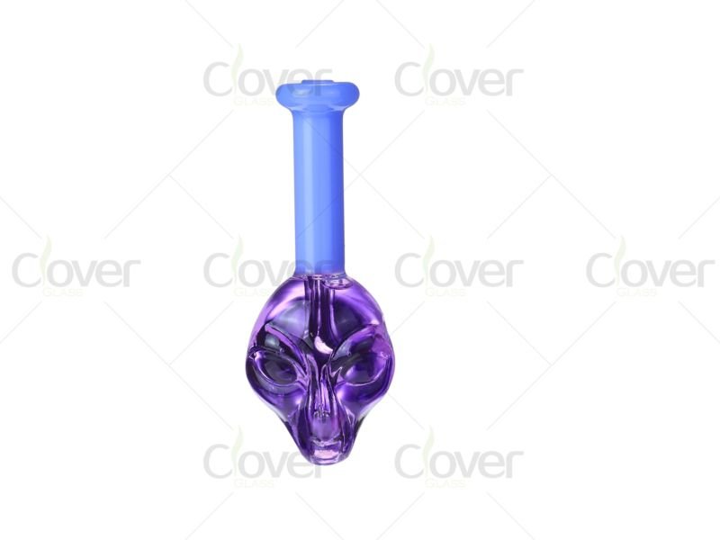 4.5 Inch Skull Shape Glass Hand Pipe | Mixed Colors | Display Box | Clover Glass