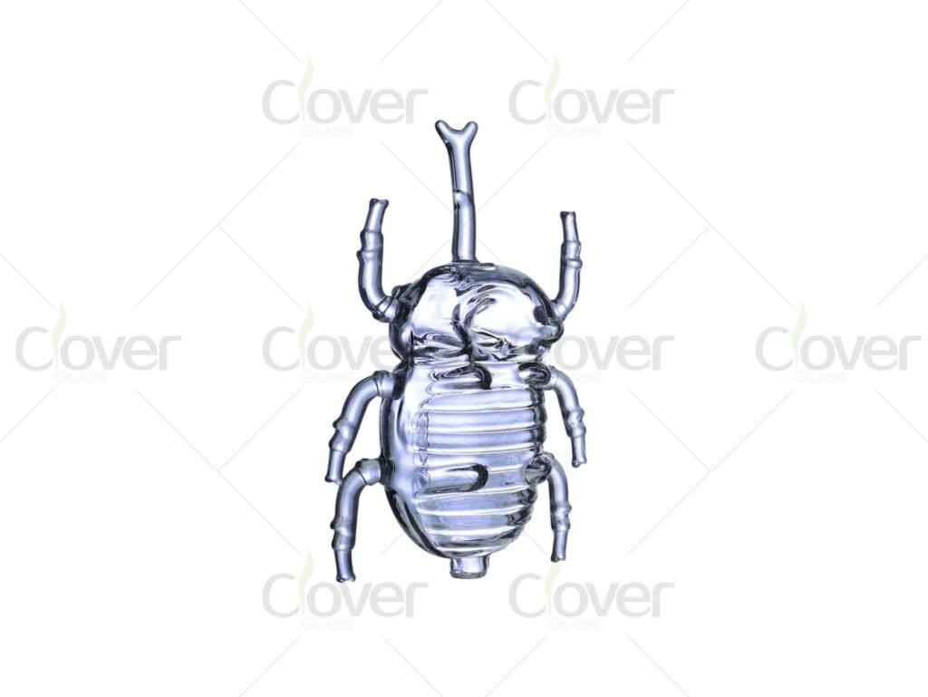 4.7 Inch Beetle Shape Glass Hand Pipe | Mixed Colors | 6pcs Display Box | Clover Glass
