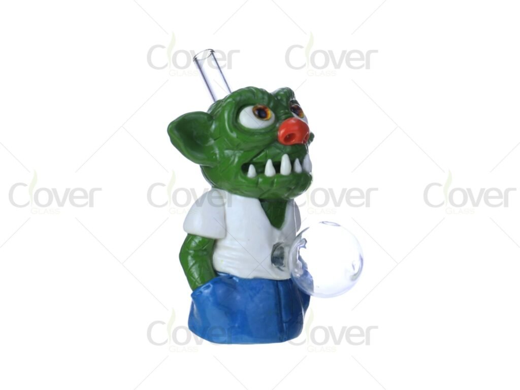 4.3" Glow-in-the-Dark Monster Head Oil Burner – Handcrafted Character Pipe with Night Effect