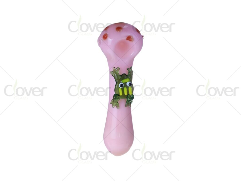 4.7 Inch Glass Hand Pipe with Frog Design | Colorful Art Glass Smoking Hand Pipe Wholesale