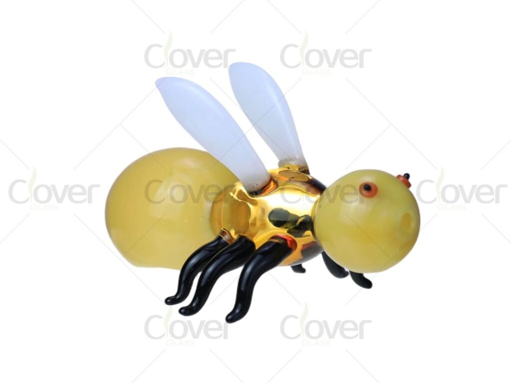 4.9 Inch Bee Shape Glass Hand Pipe | Mixed Colors | 6pcs Display Box | Clover Glass