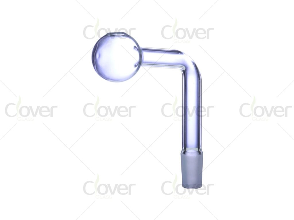 3.98" Clear Glass Oil Burner with Ground Joint – L-Shaped Design, Heat-Resistant Borosilicate