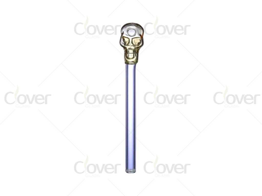 5.82" Skull Head Glass Oil Burner Pipe – Colored Borosilicate Skull Design for Smoking & Collectors