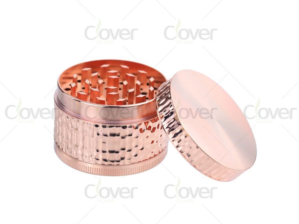 52mm 4-Piece Zinc Alloy Grinder with Hammered Texture & Sleek Brushed Lid | 6pcs Display