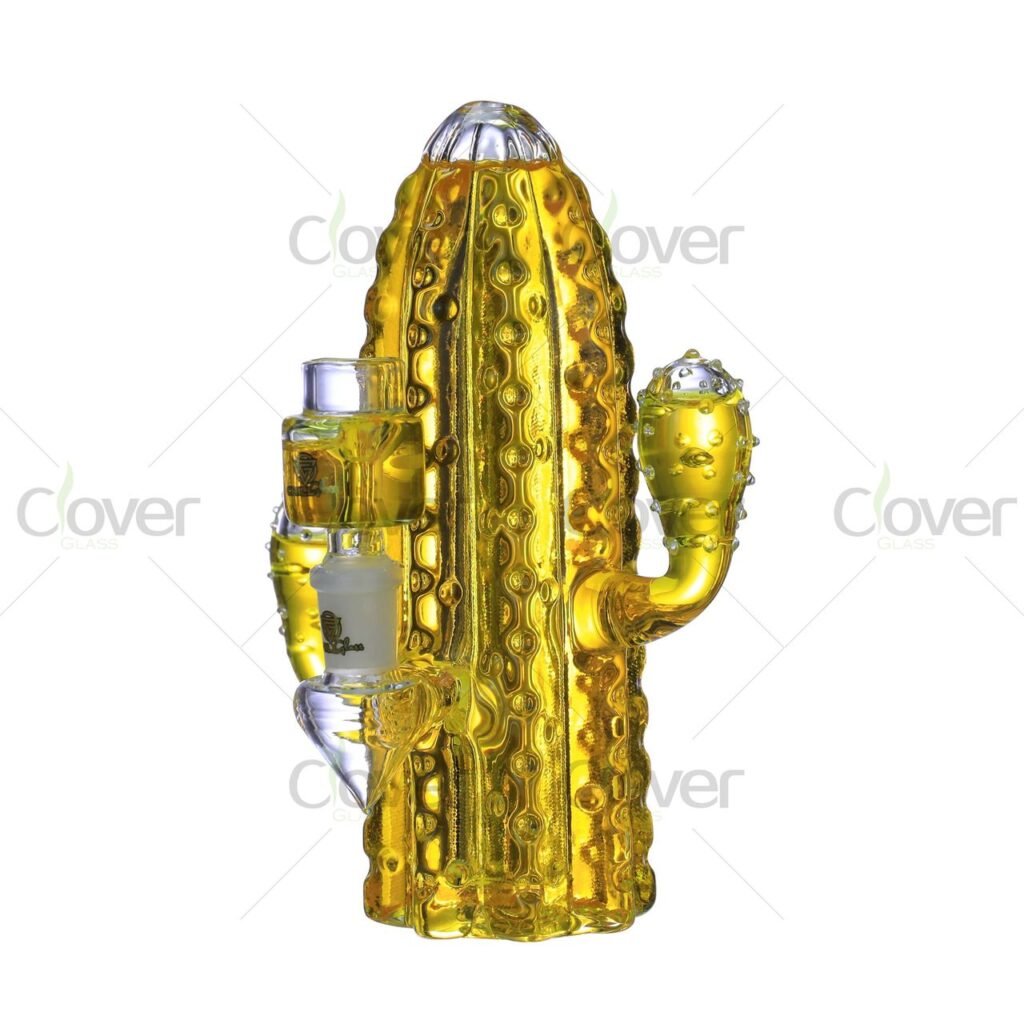 7" Glycerin Cactus Bong with Freezable Coil – 5mm Thick Novelty Glass Water Pipe