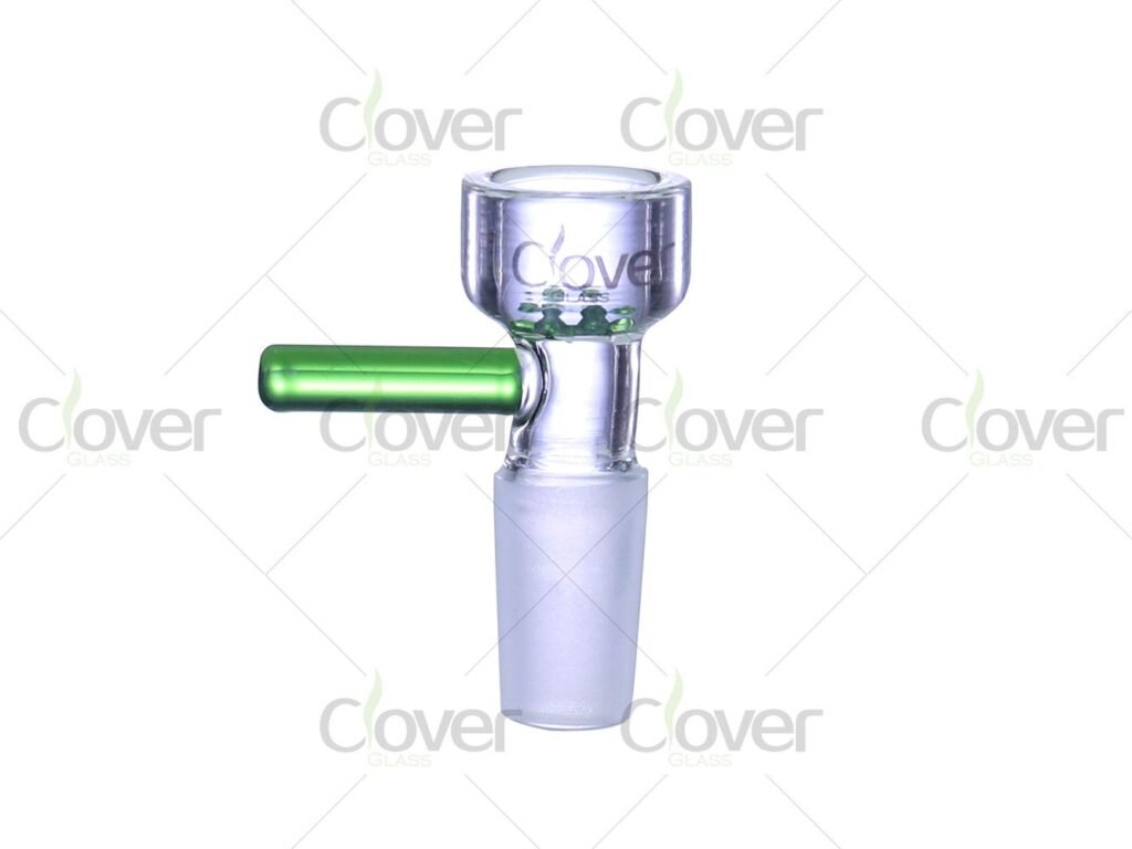 Clear Glass Bowl with Colored Side Handle & Inner Screen | Straight-Wall Cup | 14mm | Display Box