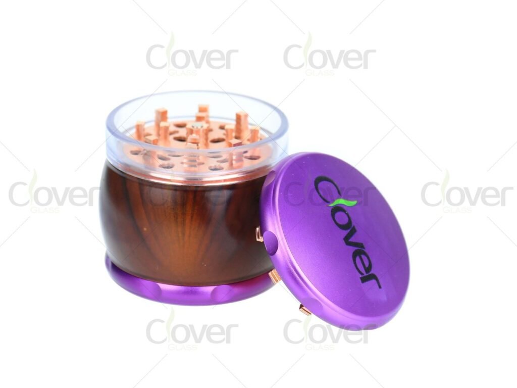 65mm 4-Layer Wood Grain Aluminum Alloy Herb Grinder with Display Box – 6pcs Set