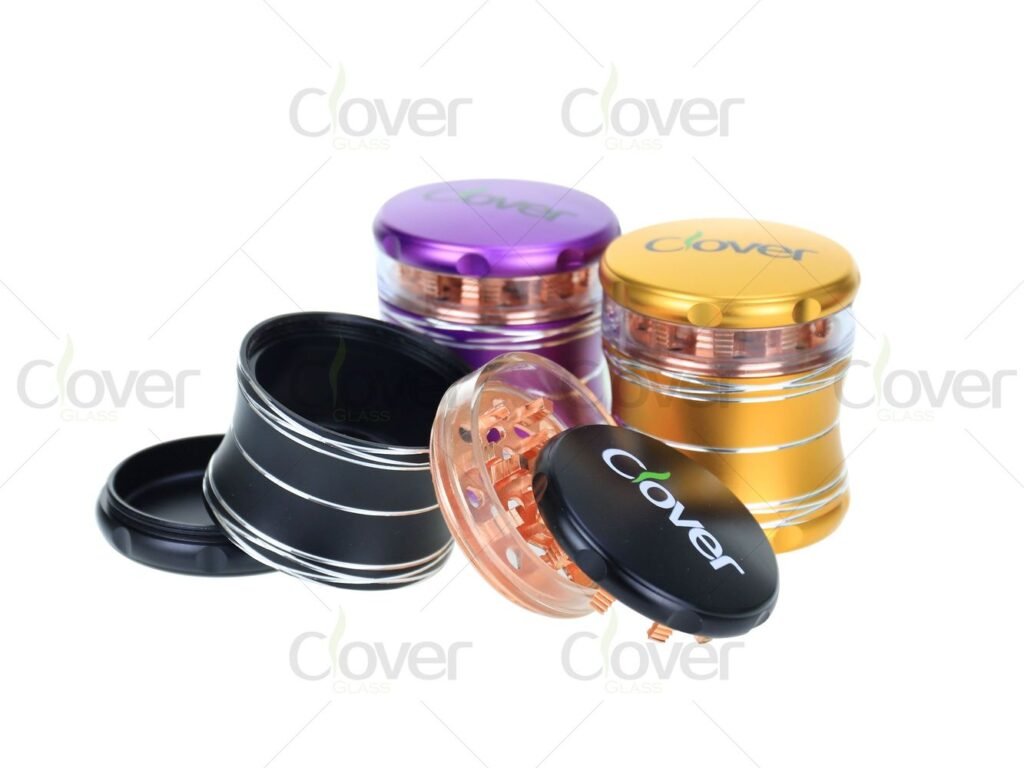 63mm 4-Piece Aluminum Alloy Grinder with Window Chamber – Large Herb Crusher (6pcs Display)