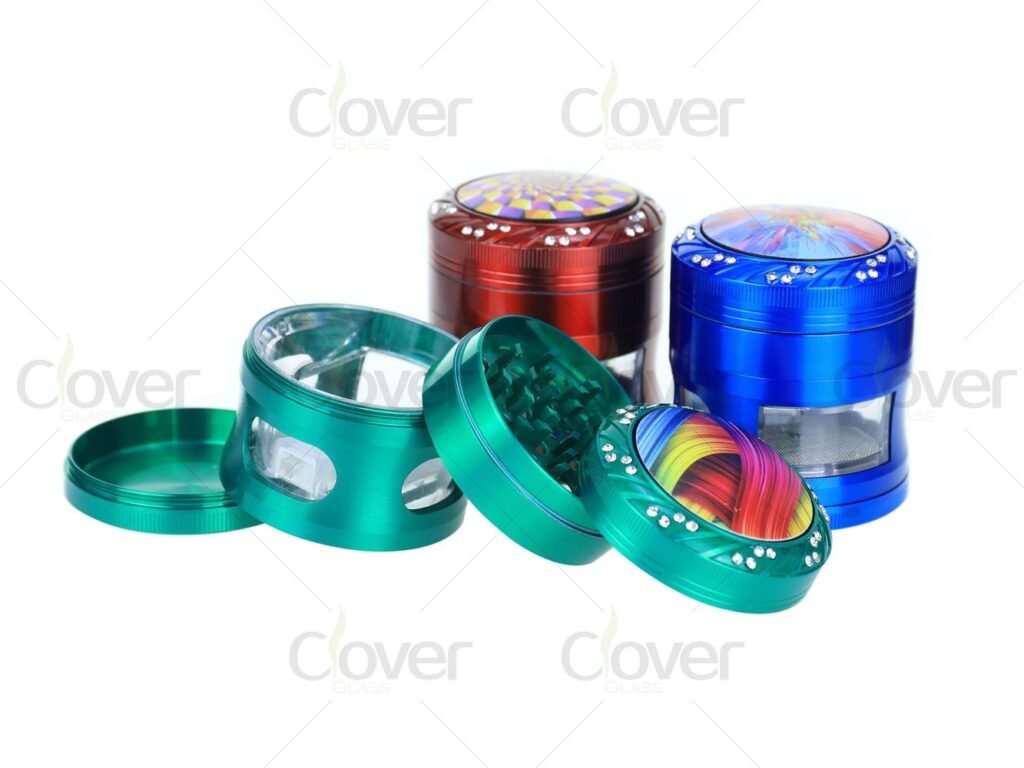 63mm 4-Layer Aluminum Grinder with Printed Lid & Window Design – 6pcs Display Pack