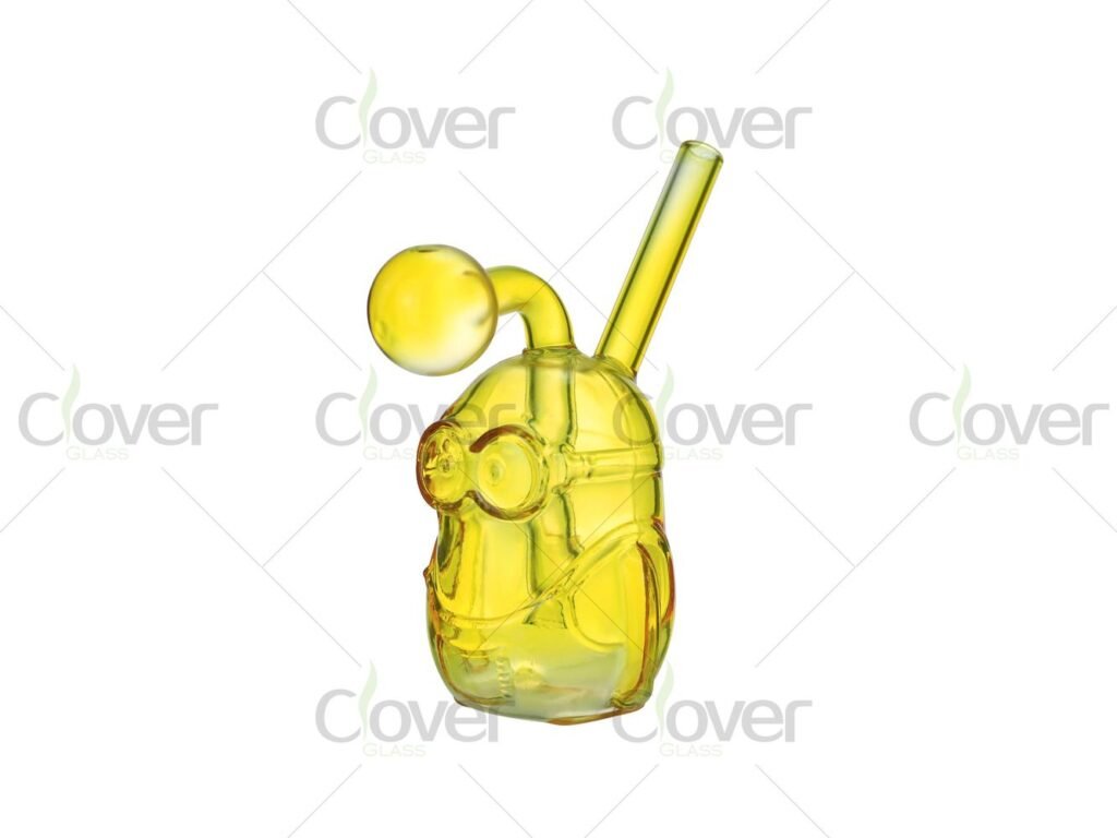 5.7 Inch Colorful Minion-Style Cartoon Glass Oil Burner Pipe with Bent Neck