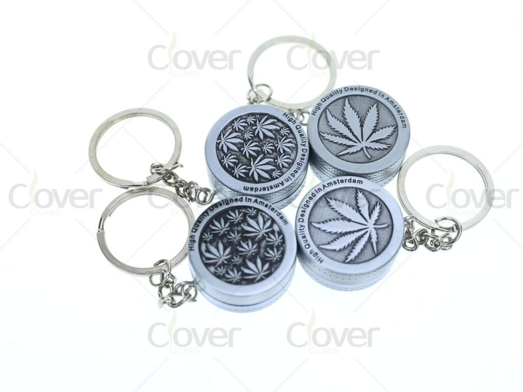 Mini Aluminum Alloy Herb Grinder Keychain – 30mm Pocket Size, 4 Designs