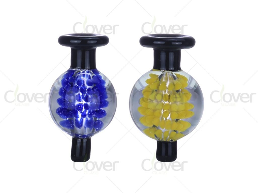 Colorful Bubble Glass Carb Cap for Quartz Bangers | Bead Chamber Dab Cap Wholesale 12PCS Display