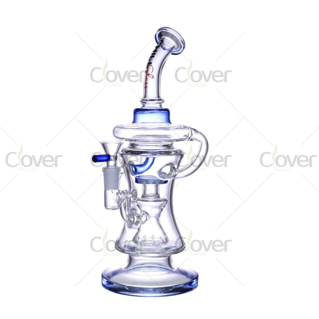 Clover Glass 11.22" Recycler Bong with Double Uptake & Showerhead Perc – 5mm Glass Rig
