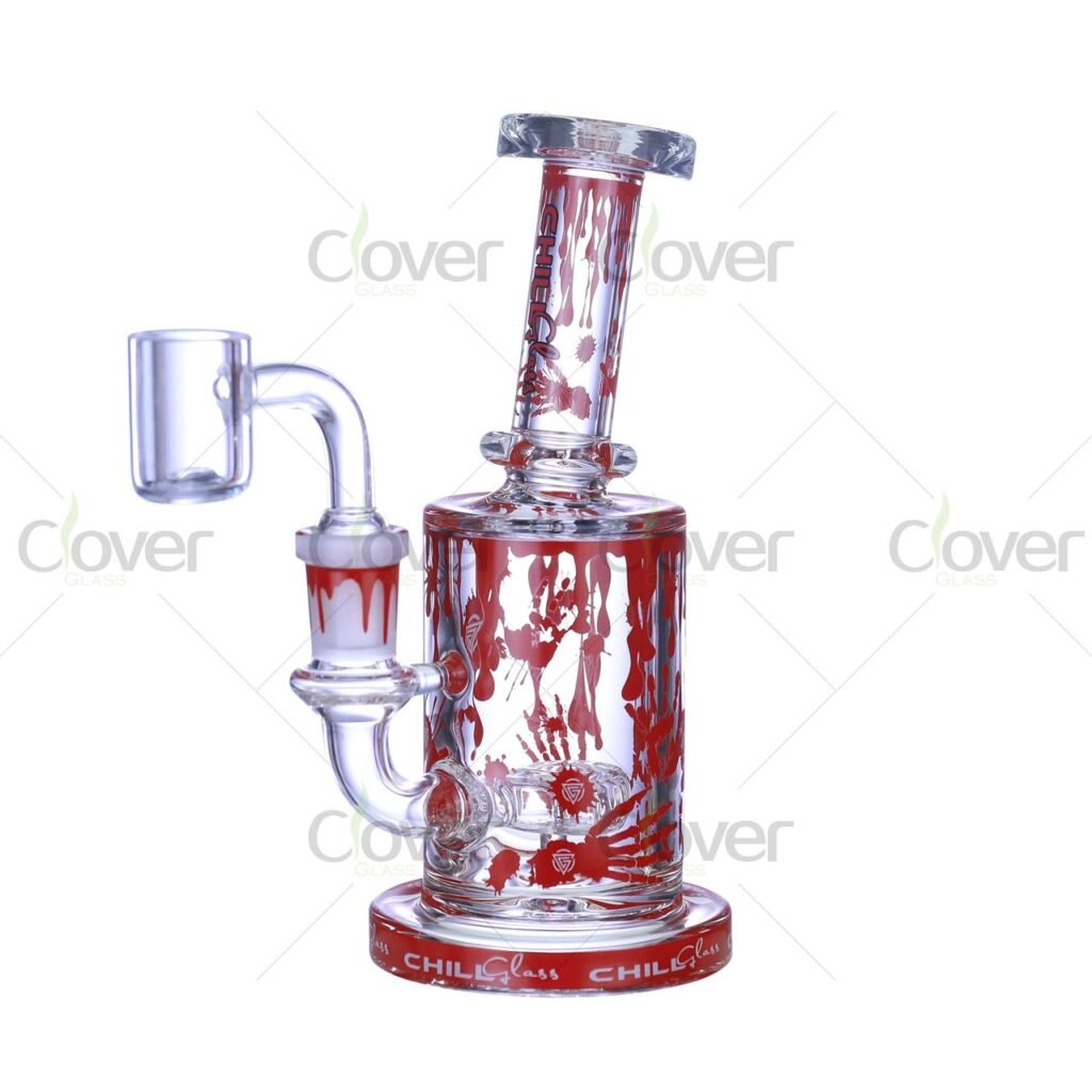 6.1" Red Blood Splatter Dab Rig with 14mm Joint – Thick Glass Mini Oil Rig