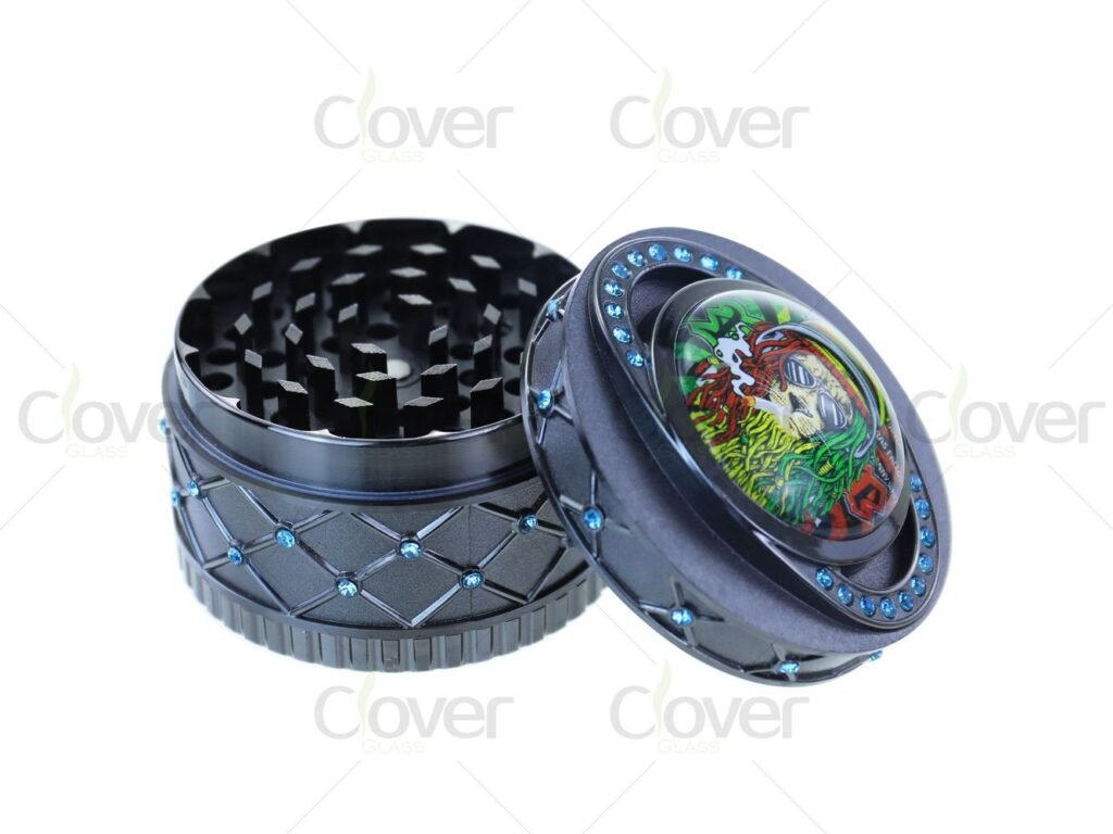 63mm 4-Piece Aluminum Grinder with Rolling Ball Grip – 6pcs Display Packaging