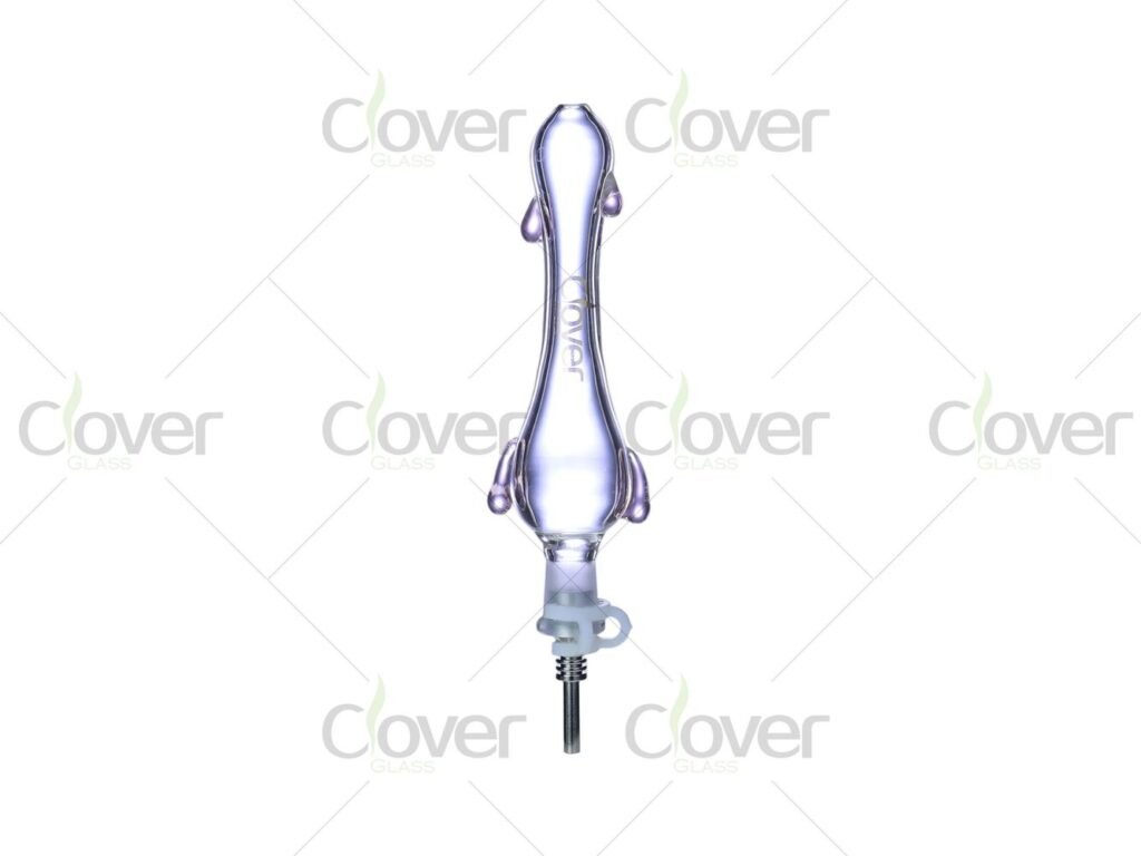 Clear Glass Nectar Collector with Side Color Accents, 10mm Stainless Steel Tip