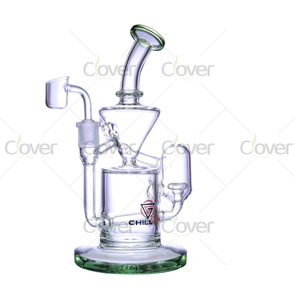 8.9" Dual Recycler Dab Rig with Cone Chamber – 5mm Thick Glass Oil Rig for Smooth Hits