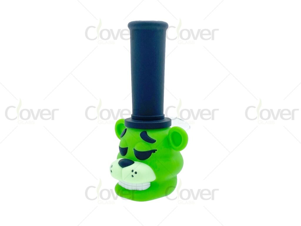 7" Bear Character Silicone Water Pipe with Glass Bowl – Assorted Colors | 100pcs/CTN