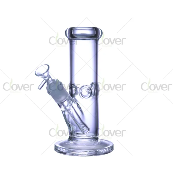 8" Straight Tube Glass Water Pipe with Angled Downstem | 14mm Female | Clover Glass