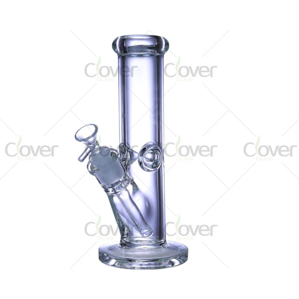 10" Straight Tube Glass Water Pipe | 7mm Thick Borosilicate | 14mm Female | Clover Glass