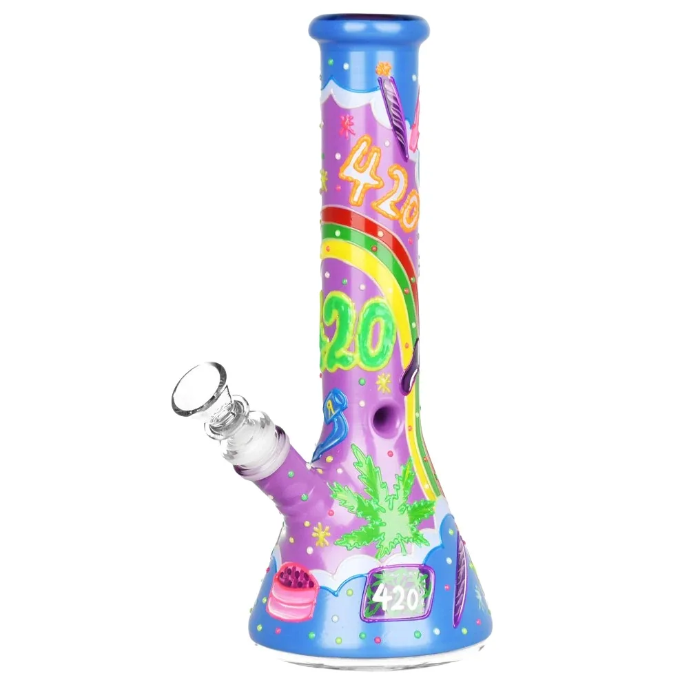 rainbow bong style 3D painted glass bong