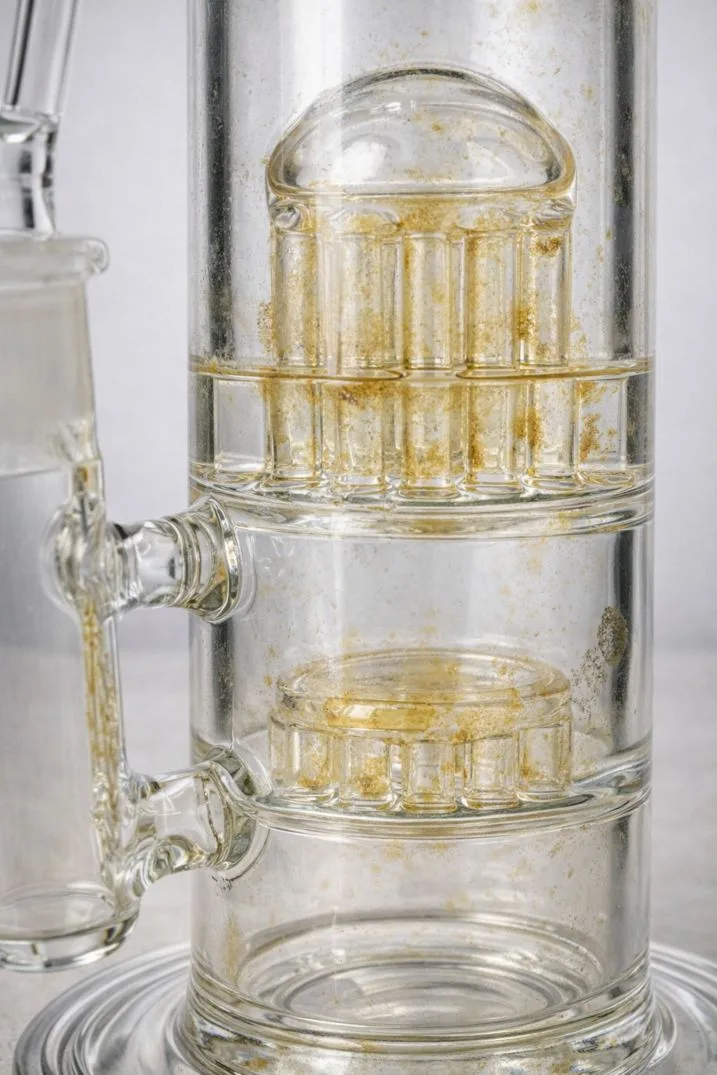 percolator bong internal chambers showing residue buildup