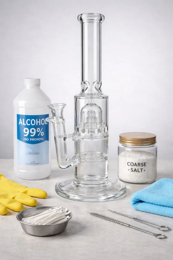 percolator bong cleaning process alcohol salt method setup