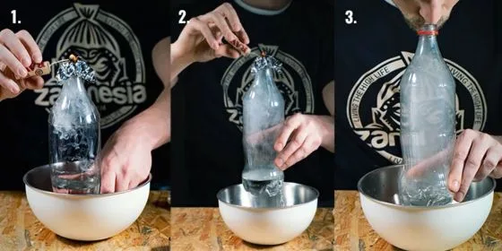 plastic water bottle gravity bong DIY concept setup